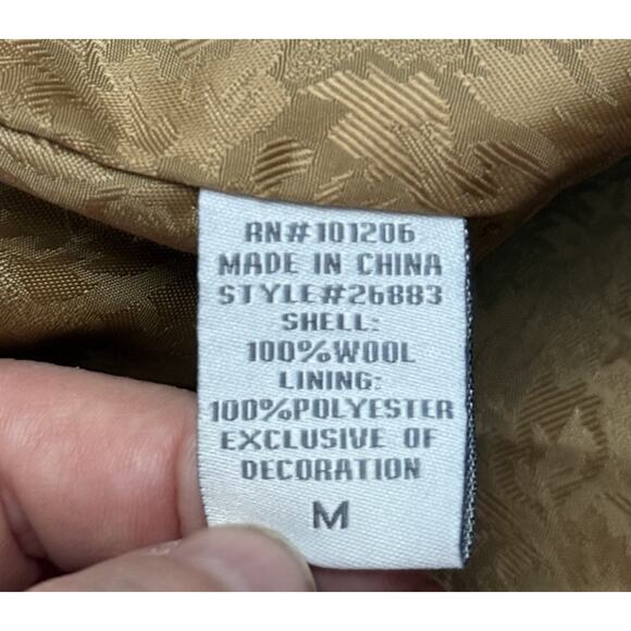 Soft Surroundings Brown Wool Open Front Coat Cardigan Medium Gold Detail - Picture 12 of 16